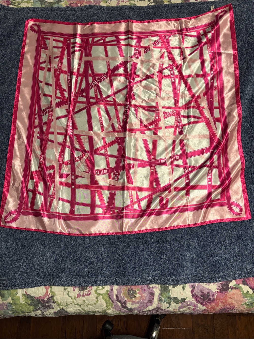 Avon - Breast Cancer - In It To End It - Pink and White Scarf